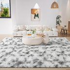 LOCHAS 8x10 Area Rugs Fluffy Living Room Bedroom Rug, Tie-Dyed Grey & White | - Image 2