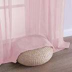 Blush Sheer Curtain 90 Inches Long 2 Panels Set, Solid Filmy Drapes - Image 8