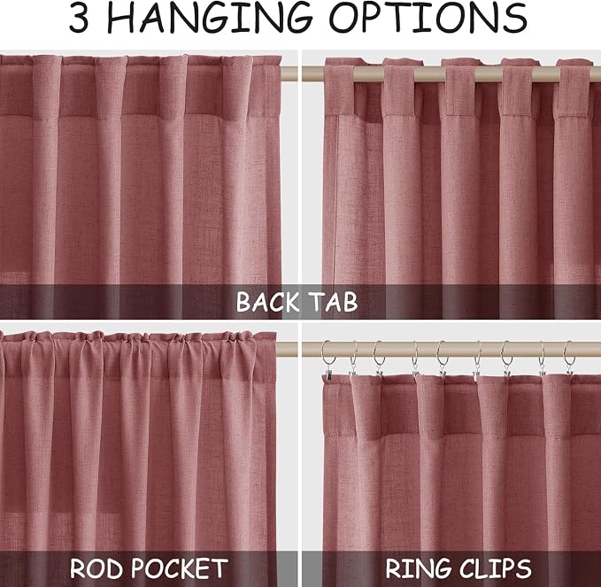 Canyon Rose Linen Curtains 80 Inch Length - Image 2