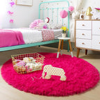 Amdrebio Hot Pink Fluffy Round Rug 4Ft - Image 5