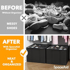 SpaceAid Shoe Organizer for Closet, 2 Pack Foldable Shoe Storage Containers - Image 2