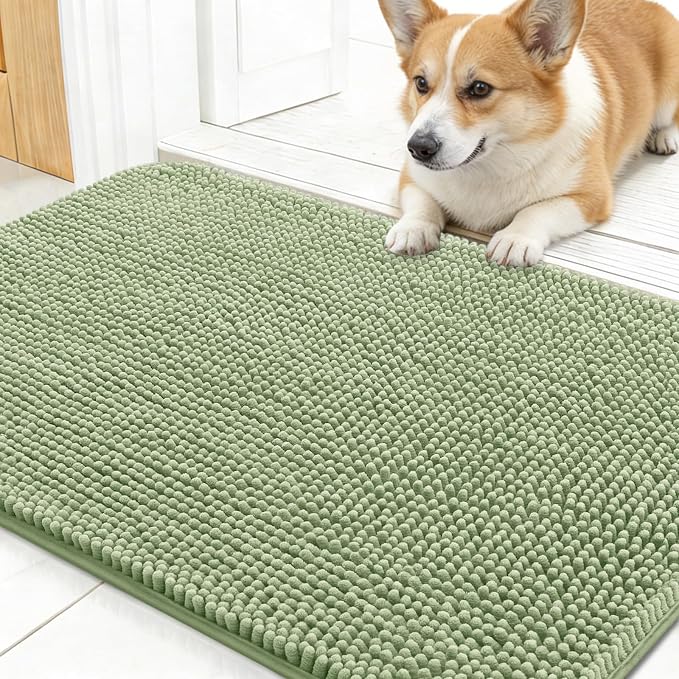 OLANLY Dog Door Mat for Muddy Paws 30x17, Super Absorbent Chenille Mud Mat | by OLANLY