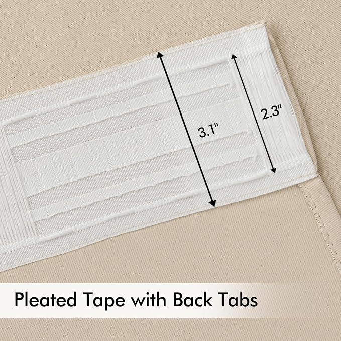 MIULEE Cream Beige Back Tab Blackout Curtains 72x84 Inch Length 2 Panel Set | - Image 4