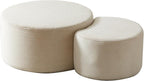 Modern Nesting Coffee Table Set of 2 in Beige, Upholstered Round Living Room - Image 4