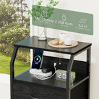 Furnulem Night Stand with Charging Station, 28.3 Inch Tall Side Table with - Image 8