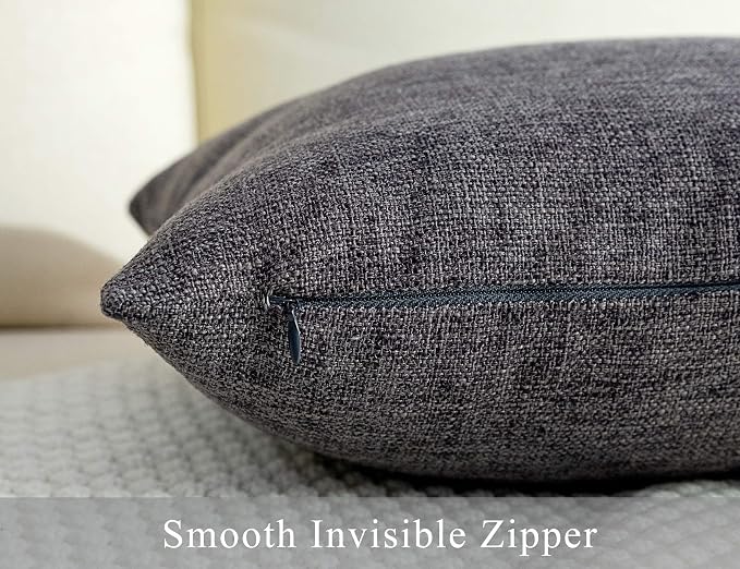 Stellhome Burlap Throw Pillow Covers Square Solid Decorative Farmhouse Linen - Image 4