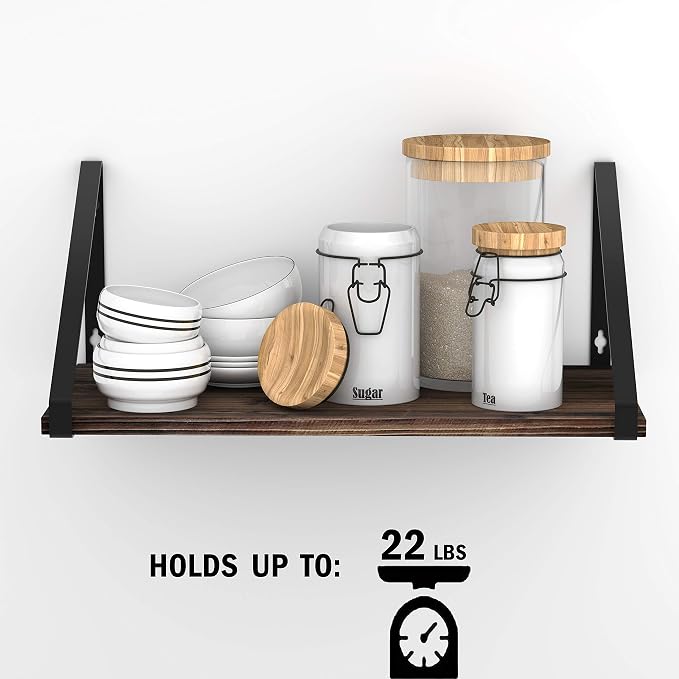 BAMEOS Floating Shelves Rustic Wood Wall Shelf Wall Mounted Shelves - Image 4