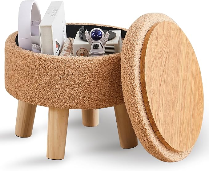 Wimarsbon Storage Ottoman, Modern Round Footrest by Wimarsbon