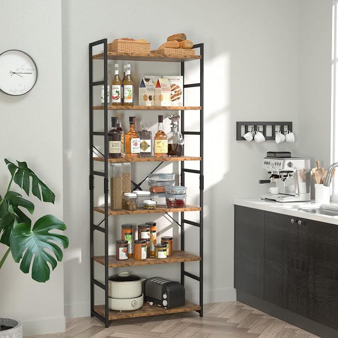 NUMENN 6 Tier Bookshelf, Tall Bookcase Shelf Storage Organizer, Modern Book - Image 2
