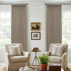 Deep Flax Greige Pleated Blackout Curtains 96 Inches Long 2 Panels | Room - Image 7