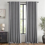 MIULEE 100% Blackout Linen Curtains 42 x 96 Inch Glacier Gray 2 Panels | by MIULEE