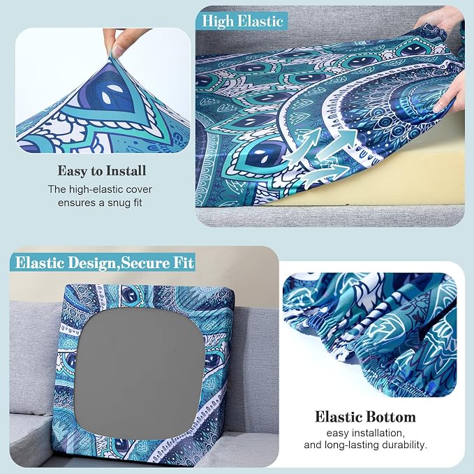 8Pcs Patio Cushion Covers Stretch Outdoor Furniture Protector Slipcovers | - Image 4