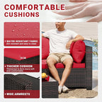 LEVELEVE 7 Pieces Outdoor Patio Furniture Sets, Rattan Conversation Sectional - Image 4