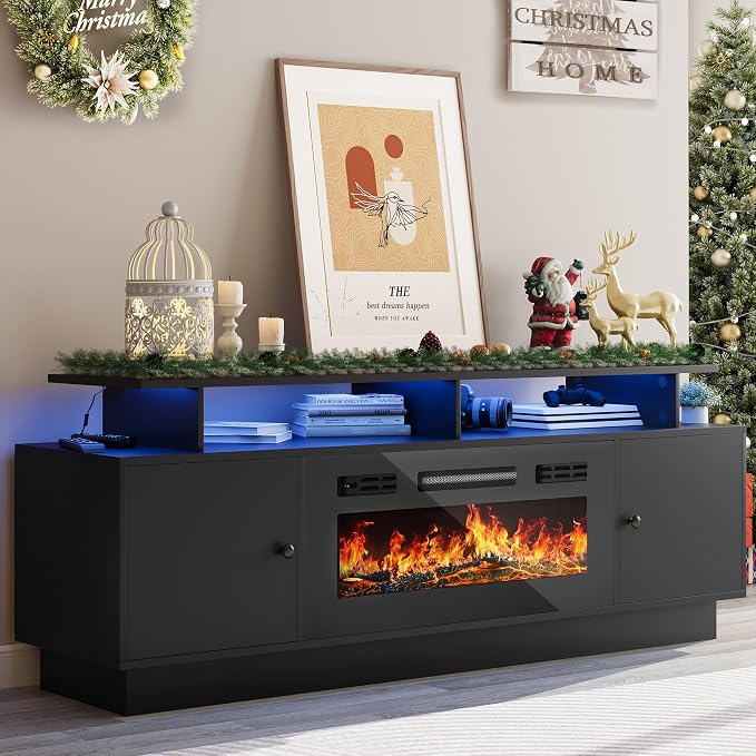 YITAHOME TV Stand with 36" Electric Fireplace, Modern Entertainment Center with by YITAHOME