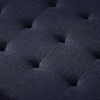 24KF Large Square Upholstered Tufted Linen Ottoman, Large Footrest Ottoman - Image 5