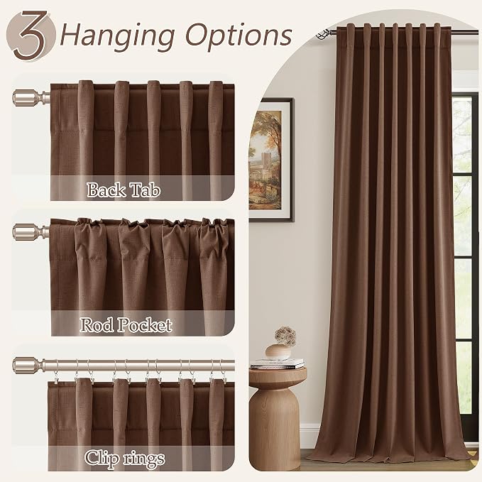 100% Blackout Curtains 120 Inch Length 2 Panels Set - Image 6