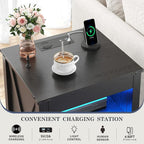 HWB LED Nightstand with Gun Drawer: Bedside Table with Charging Station - Image 3