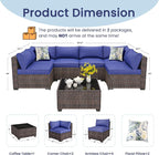 8 Piece Outdoor Patio Furniture Set, Outdoor Sectional Furniture, Rattan & - Image 7