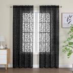 Furman Black Sheer Curtains 72 inches Long 2 Panels Set, Light Filtering Top by OWENIE
