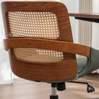 Home Office Desk Chair with Ergonomic Rattan Backrest, Walnut Crafts, Curved - Image 7