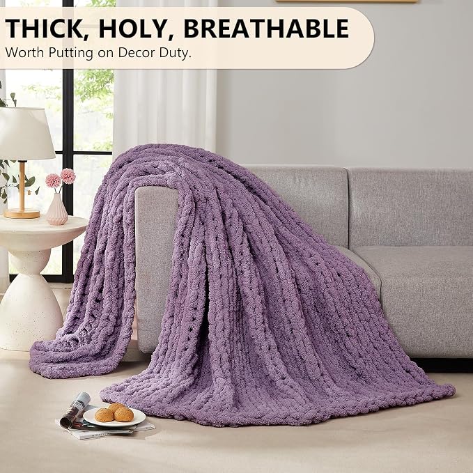 L'AGRATY Chunky Knit Throw Blanket - Image 5