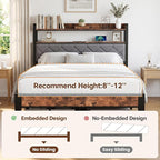 Full Size Bed Frame with Dual-Layer Headboard and Footboard, Bed Frame Full - Image 6