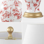 JONATHAN Y 24" White/Red French Country Ceramic Floral Urn Table Lamp, - Image 6