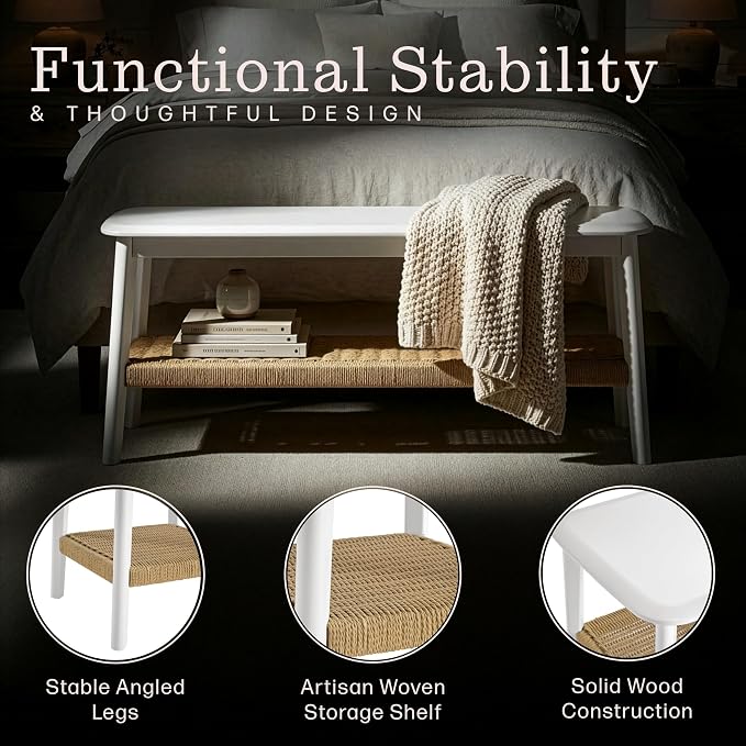 Alaterre Furniture Calais 48 Inch Solid Wood Entryway Bench - Image 4