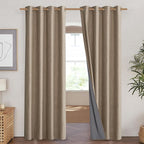 NICETOWN Burlap Vintage Open Linen Weave Flax Thermal Curtains, 100% Blackout - Image 2