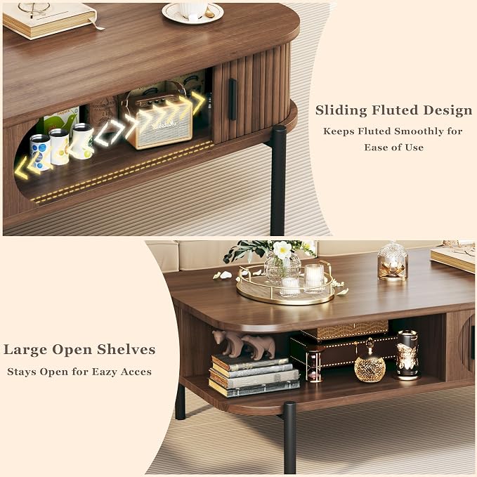Coffee Table, 47.2" Mid Century Modern Coffee Tables - Image 6