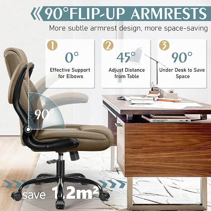Leather Office Chair, PU Home Computer Desk Chairs - Image 4
