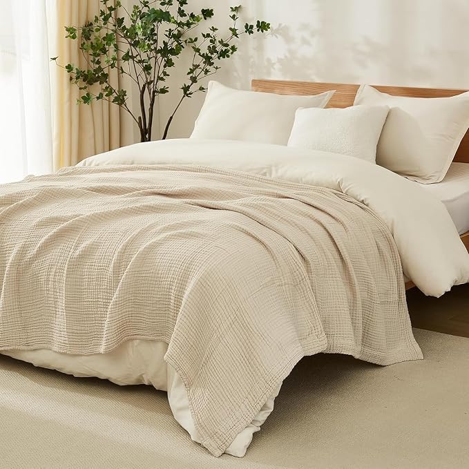 EMME Muslin Blankets for Adults Throw Blanket for Couch Breathable Gauze Soft - Image 6
