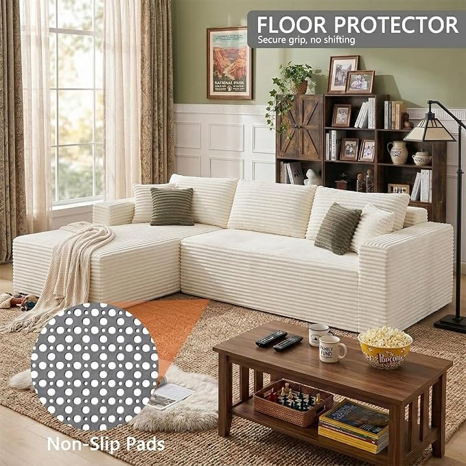 108" Boneless Couch Modular Sectional Sofa, L-Shaped Couch - Image 3