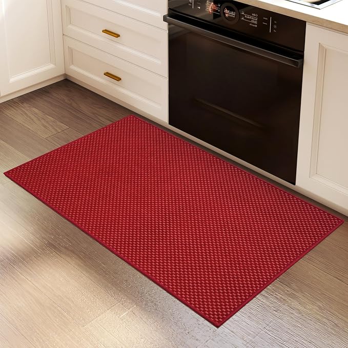 Indoor Front Door Mat Entryway Rug Non Slip Washable Red 2x3 ft | Front Entry - Image 2