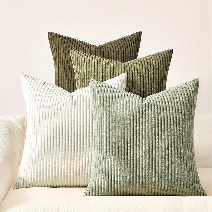 Topfinel Green White Spring Pillow Covers 18x18 Inch Set of 4 Boho Nordic by Topfinel