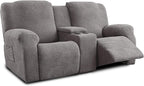 Recliner Loveseat Covers with Console, 6-Piece Stretch Geometric Strokes by Unknown
