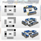 ovios 13 Pieces Patio Furniture Set, Outdoor Wicker Sectional Sofa - Image 2