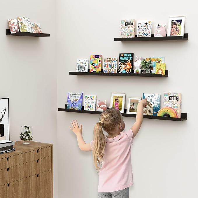 Floating Shelves for Wall, 16 inch Wood Floating Shelves Set of 2, Picture - Image 6