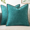 MIULEE Decorative Couch Throw Pillow Covers 16x16 Inch Teal 2 Pack | Farmhouse by MIULEE