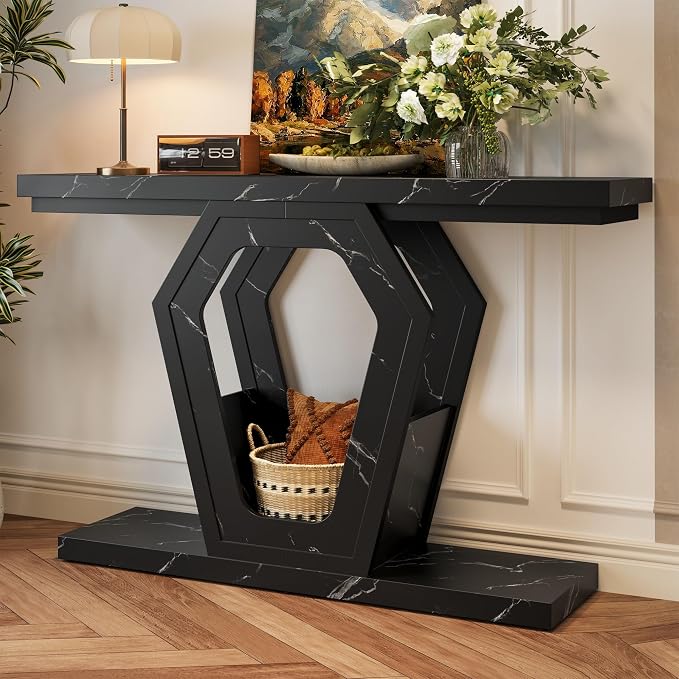 FUSUNBAO 47.3" Console Table, Openwork Bracket Sofa Table, Wood Narrow Entryway - Image 7