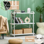 HCHQHS Bookshelf, 3-Tier Industrial Bookcase, Freestanding Horizontal - Image 6
