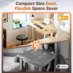 Huuger Folding Desk with Storage Shelf, 39.3 Inch Foldable Computer Table - Image 3