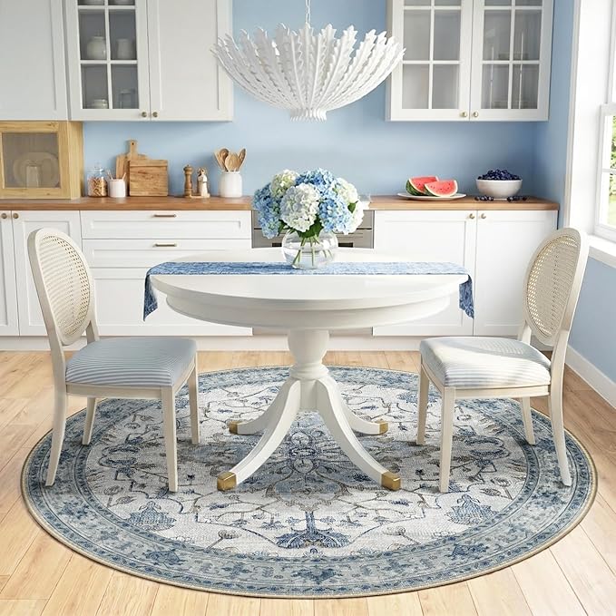 RELEANY Washable Area Rug, Round 6ft, Water Repellent, Pet Friendly, Vintage - Image 2