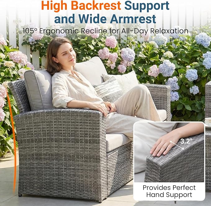 Wisteria Lane Patio Furniture Set, Wicker Outside Outdoor Furniture - Image 4