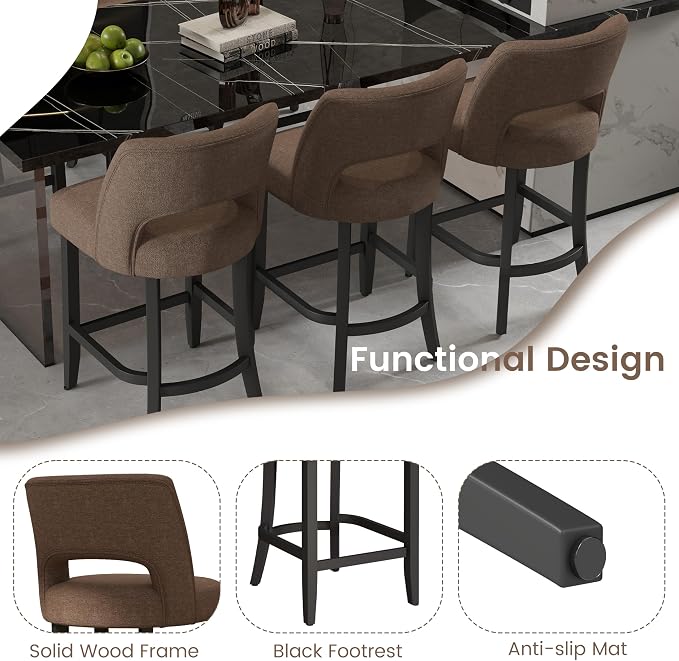VKNOW Bar Stools Set of 2, Modern Counter Stools - Image 8