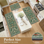 HEBE Boho Kitchen Rugs Set of 3, Non Slip Washable Kitchen Mats - Image 2