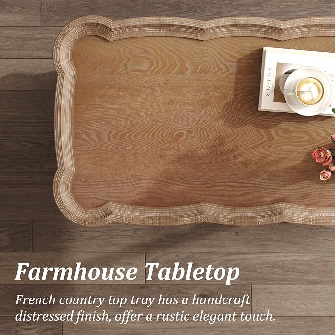 Function Home Farmhouse Coffee Table, 2-Tier Center Table - Image 7