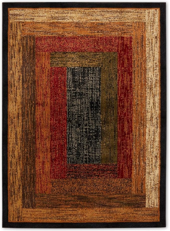 Home Dynamix Vega Modern Area Rug, Geometric Black/Brown/Red 5'2"X7'2" by Home+Dynamix