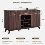 OKD Fluted Wine Bar Cabinet, 3 Drawers, 4 Glass Holders & 12 Wine Racks - Image 2