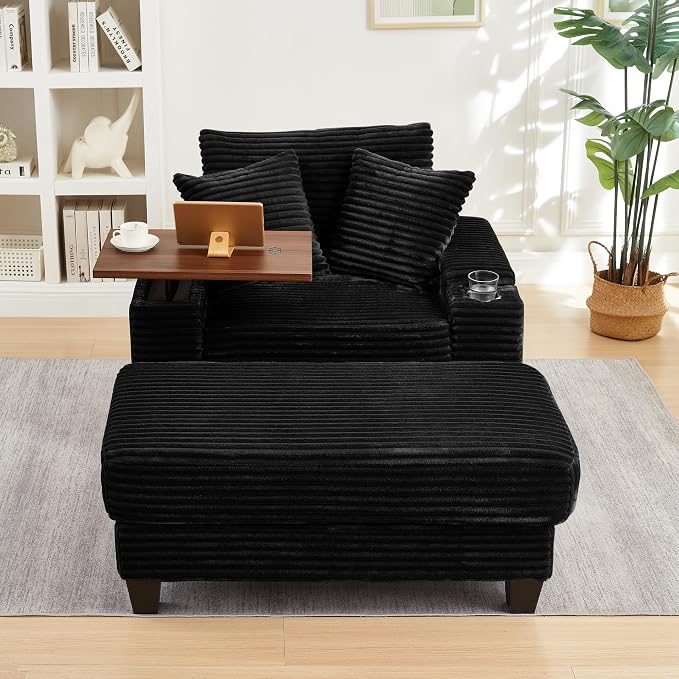 KEIKI Corduroy Storage Armrest Sofa, Single Versatile Seat - Image 3